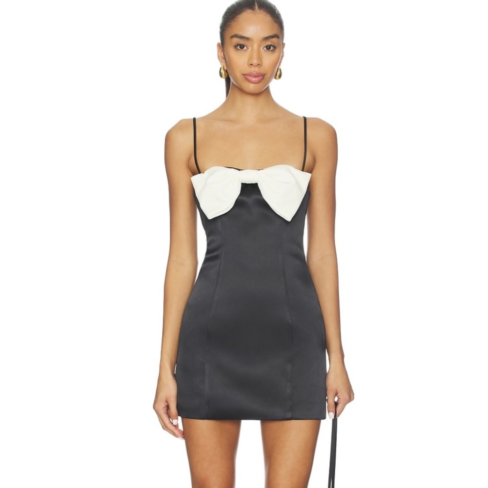 MAJORELLE × Christina Elezaj Poema Mini Dress in Black & White - Picture 1 of 8